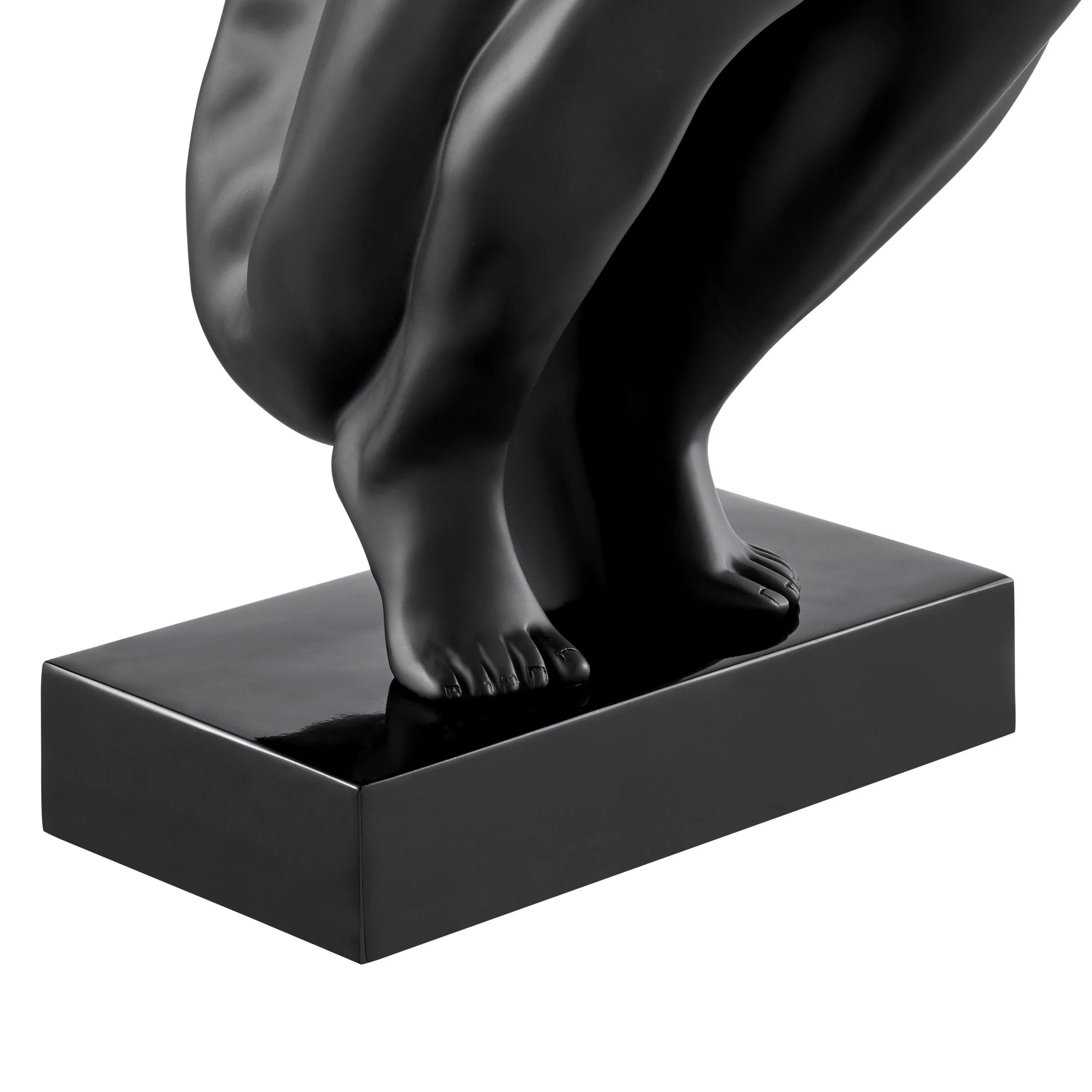 Large Saluting Man Resin Sculpture 37" Wide x 19" Tall // Matte Black