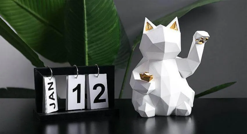 Lucky Cat Geometric Figurine