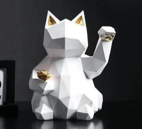 Lucky Cat Geometric Figurine