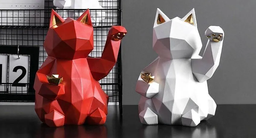 Lucky Cat Geometric Figurine