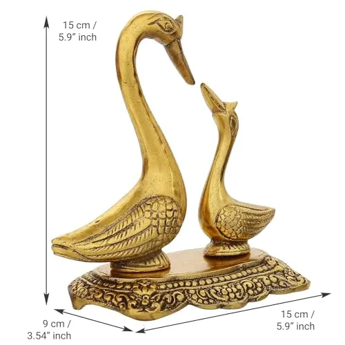 Mahil Collection Metal Loving Swan Couple Showpieces, Love Birds Statues for Home Decor & Birthday, Anniversary, Valentine's Day Gift