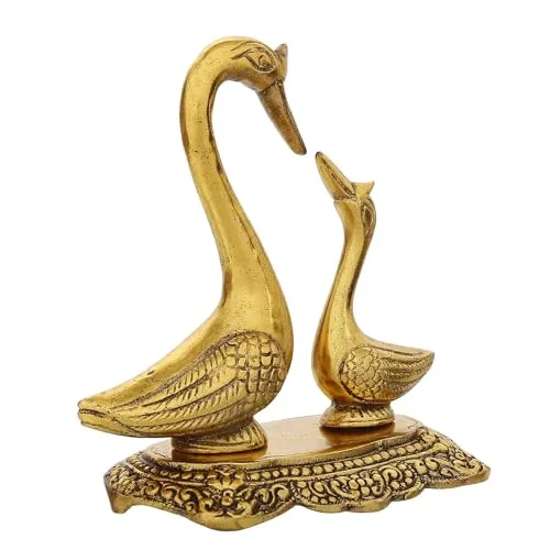 Mahil Collection Metal Loving Swan Couple Showpieces, Love Birds Statues for Home Decor & Birthday, Anniversary, Valentine's Day Gift