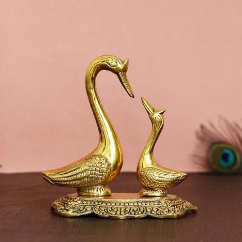 Mahil Collection Metal Loving Swan Couple Showpieces, Love Birds Statues for Home Decor & Birthday, Anniversary, Valentine's Day Gift