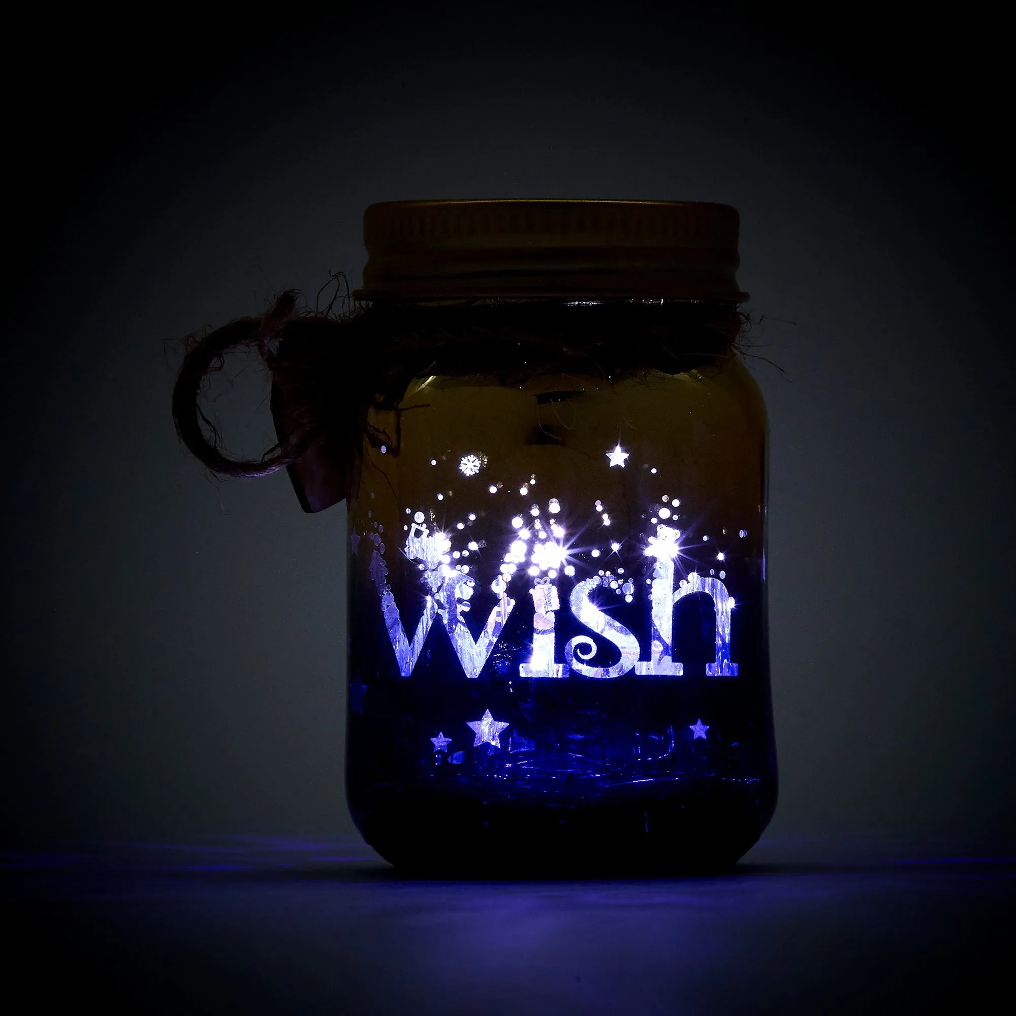 Medium Navy and Gold Light Up Wish Jar