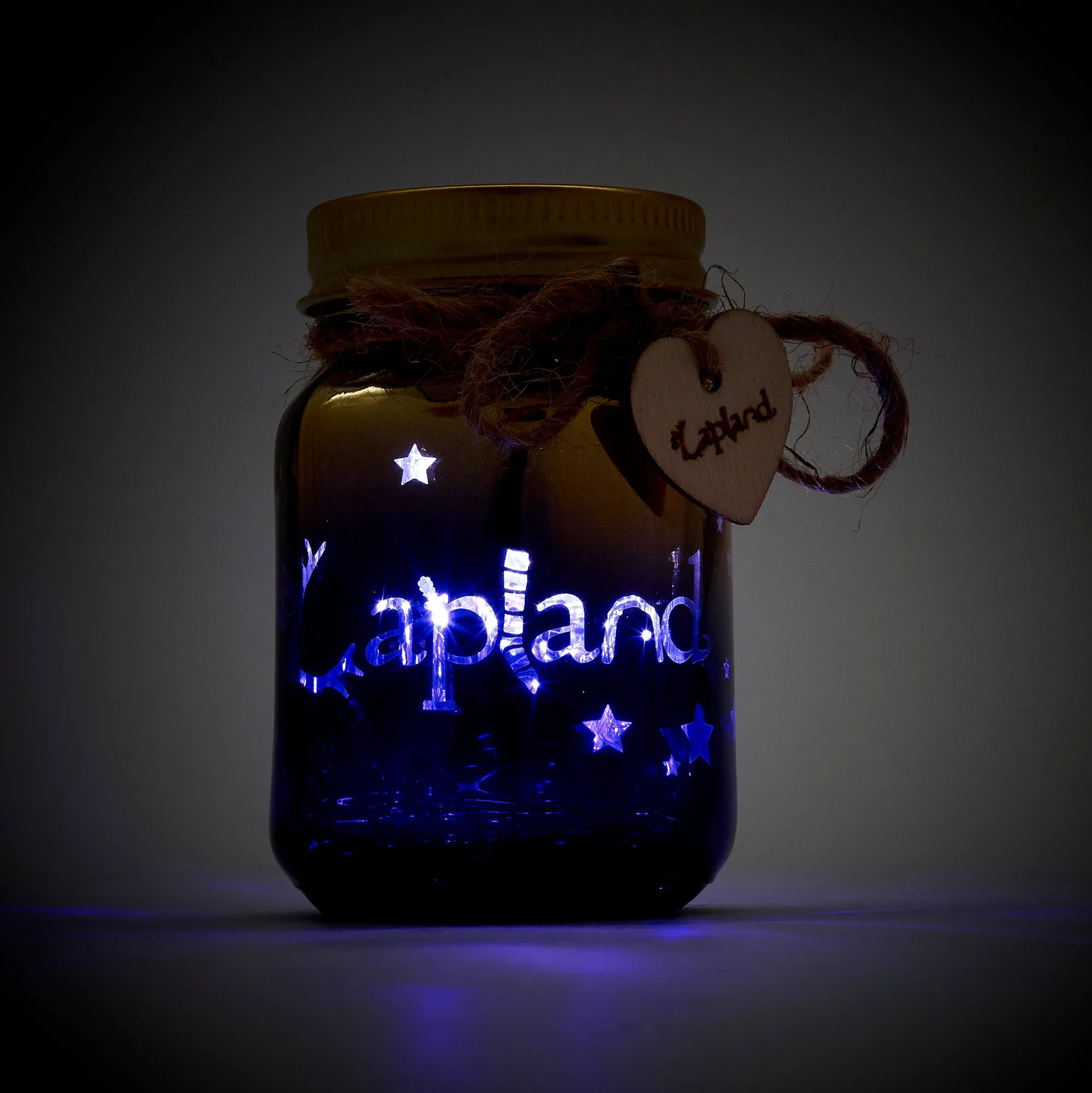 Medium Navy and Gold Light Up Wish Jar