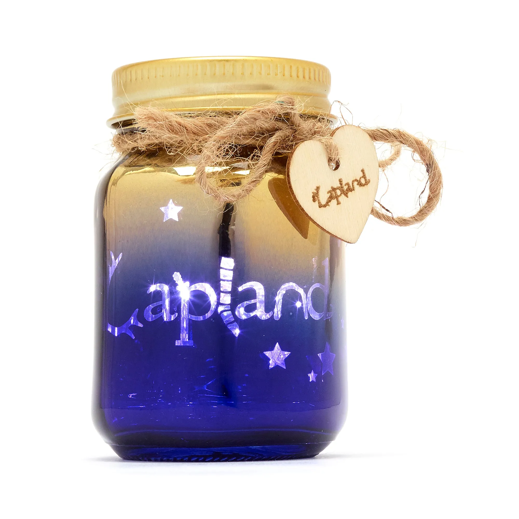 Medium Navy and Gold Light Up Wish Jar