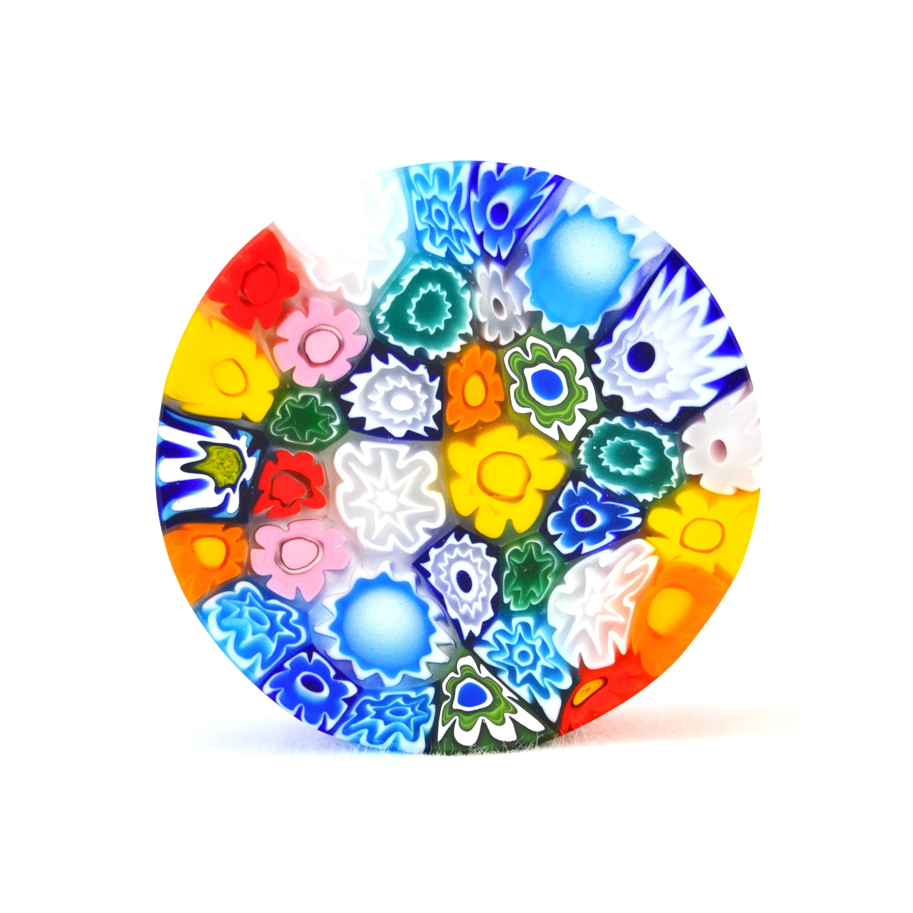 Millefiori Round Paperweight, Hand-Crafted In Italy