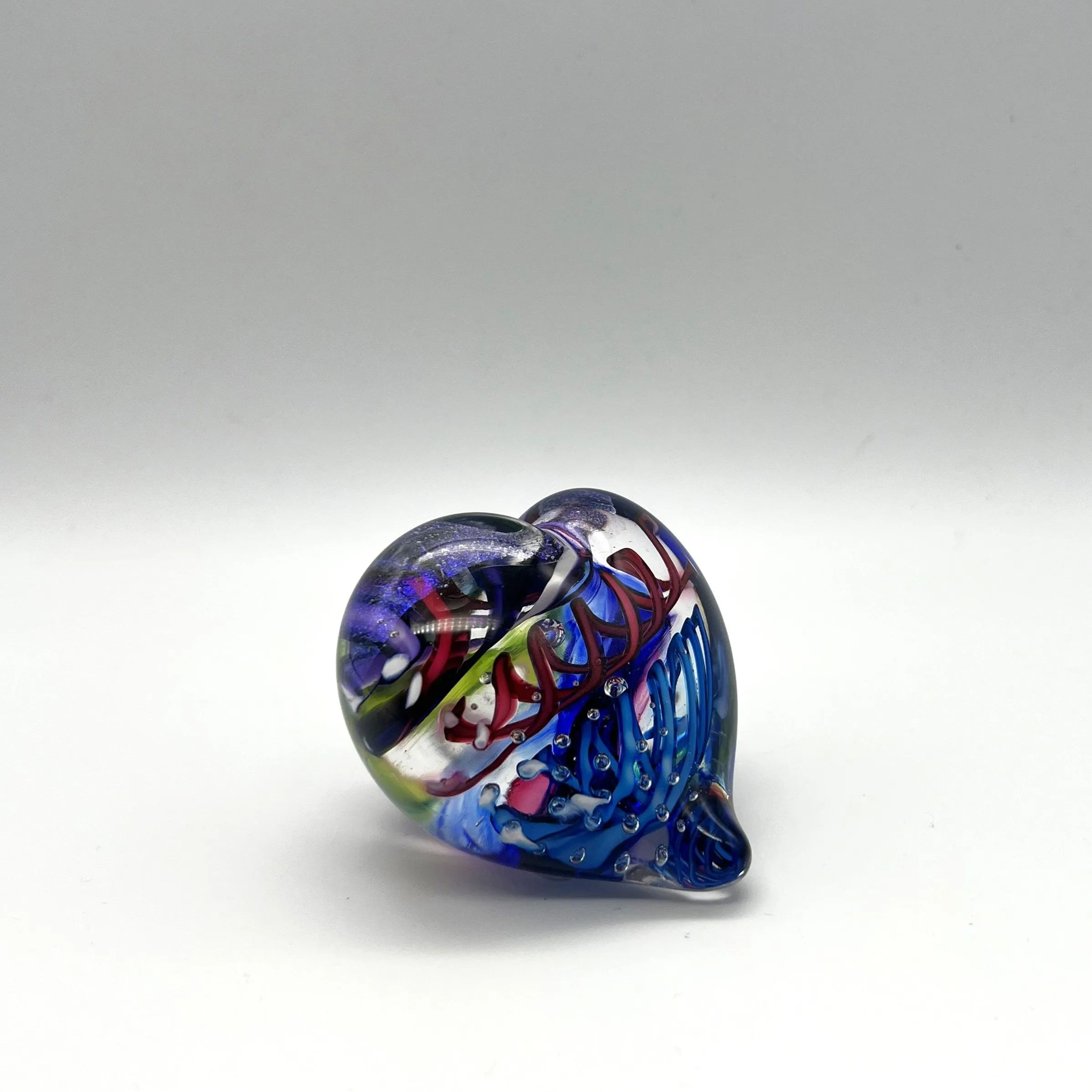 Mini Multiverse Heart Paperweight by Tropical Iceberg Glass