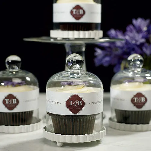 Miniature Bell Jar with Base and Lid Wedding Party Cupcake Favor (Set of 4)