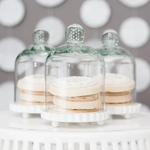 Miniature Bell Jar with Base and Lid Wedding Party Cupcake Favor (Set of 4)