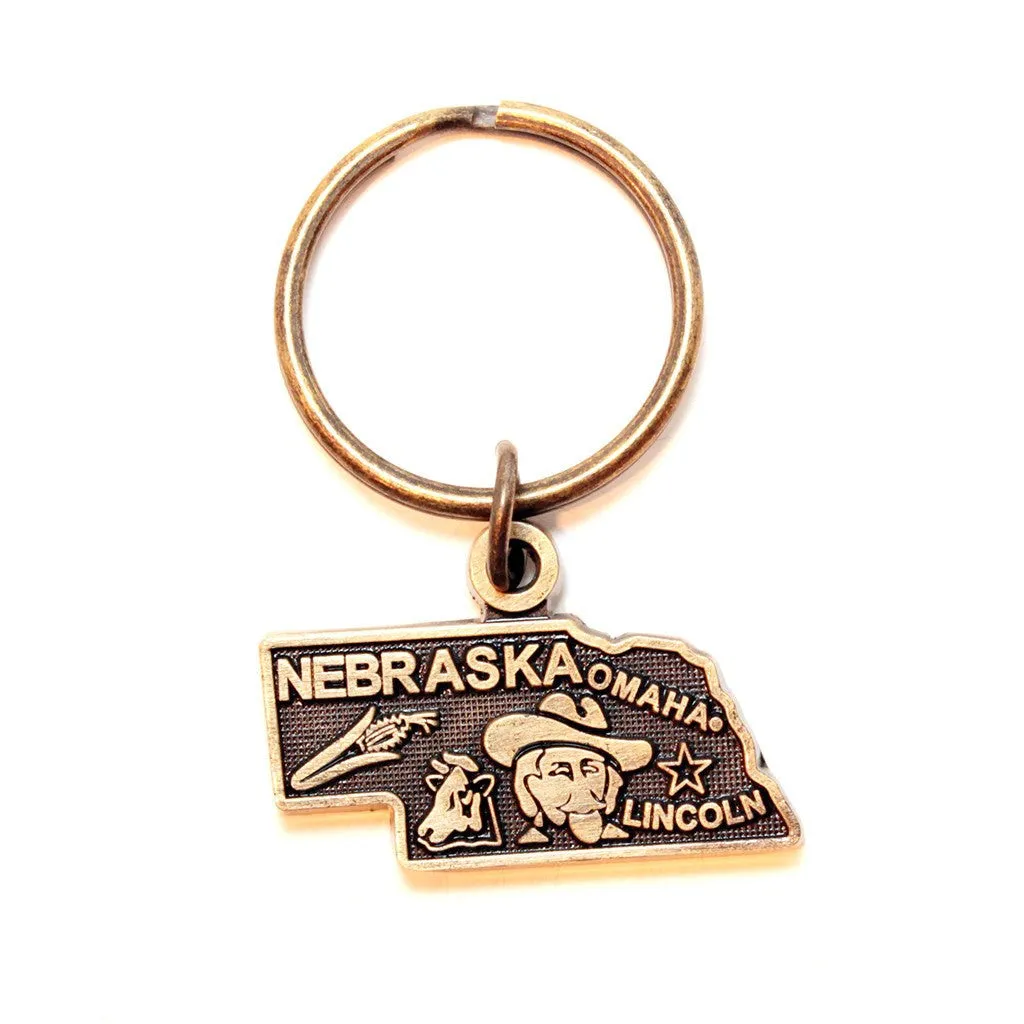 Nebraska Key Chain - High Quality Thick Metal State Key Ring