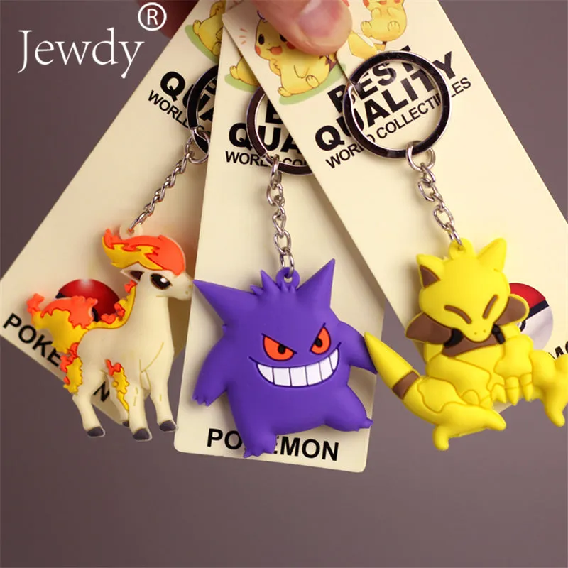 New Pikachu Keychain Pocket Monster Key Holder Pokemon Go Key Ring Pendant 3D Mini Charmander Squirtle Bulbasaur Figure Toy 2016