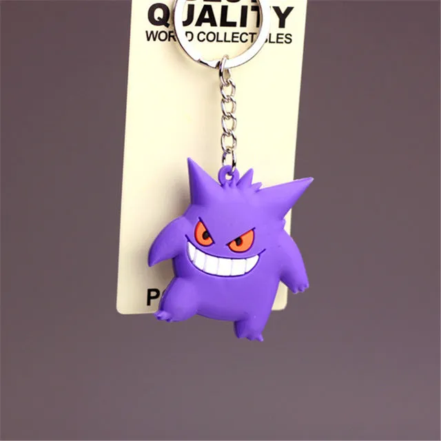 New Pikachu Keychain Pocket Monster Key Holder Pokemon Go Key Ring Pendant 3D Mini Charmander Squirtle Bulbasaur Figure Toy 2016