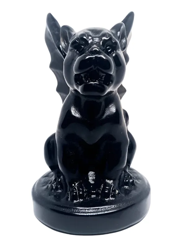 Obsidian Crystal Gargoyle Carving