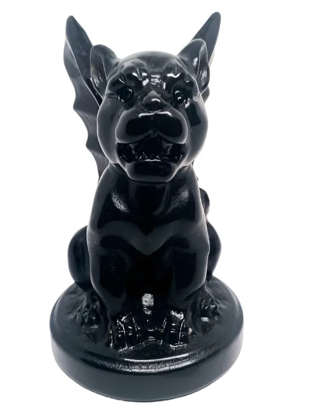 Obsidian Crystal Gargoyle Carving