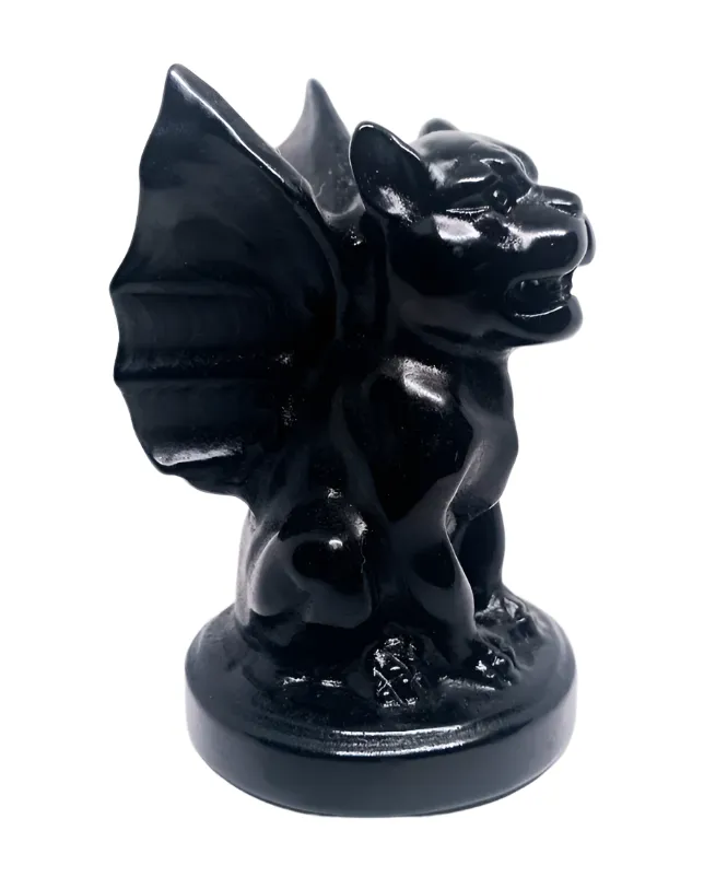 Obsidian Crystal Gargoyle Carving