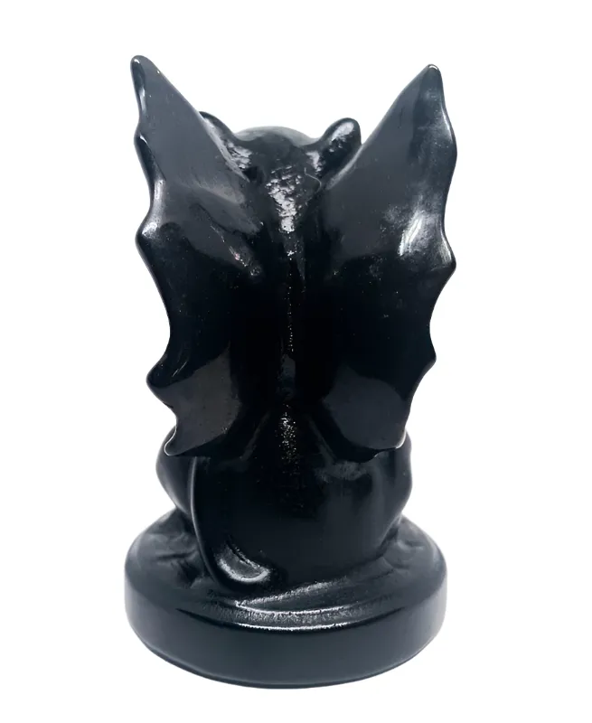 Obsidian Crystal Gargoyle Carving