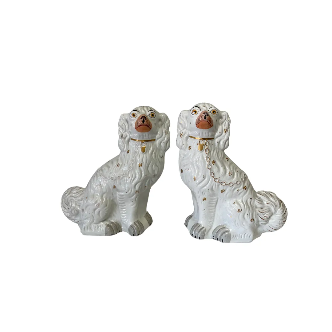 Pair Of Staffordshire Porcelain Dog Figurines