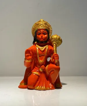 PICKARTME Resin Lord Balaji Bajrang Bali Idol | Sankat Mochan Hanuman Idol Statue for Home Decor, Pooja Ghar, Office & Home Temple (Orange, 8L x 6W x 6H CM)