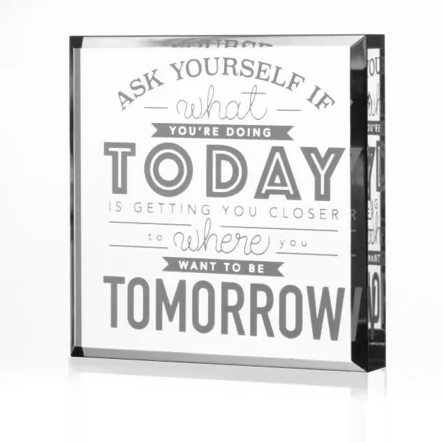 "Ask Yourself" Crystal Paperweight