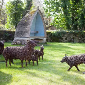 "Come-bye" Cotswold Sheep Willow Sculpture Scene