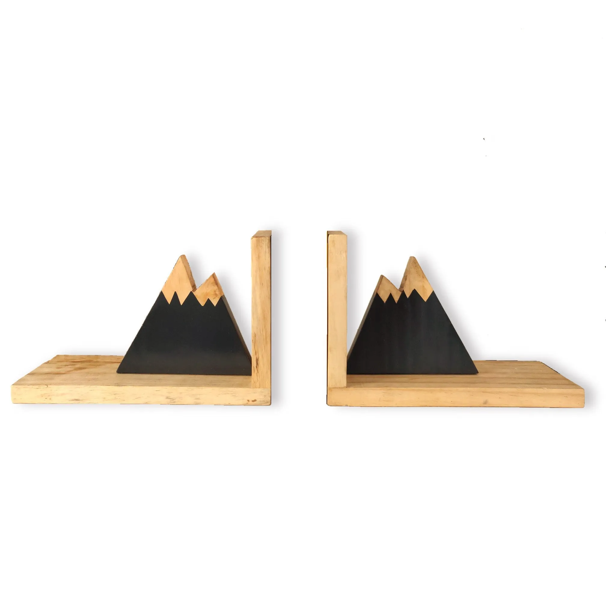 "Snowy Peaks" Wooden Bookends