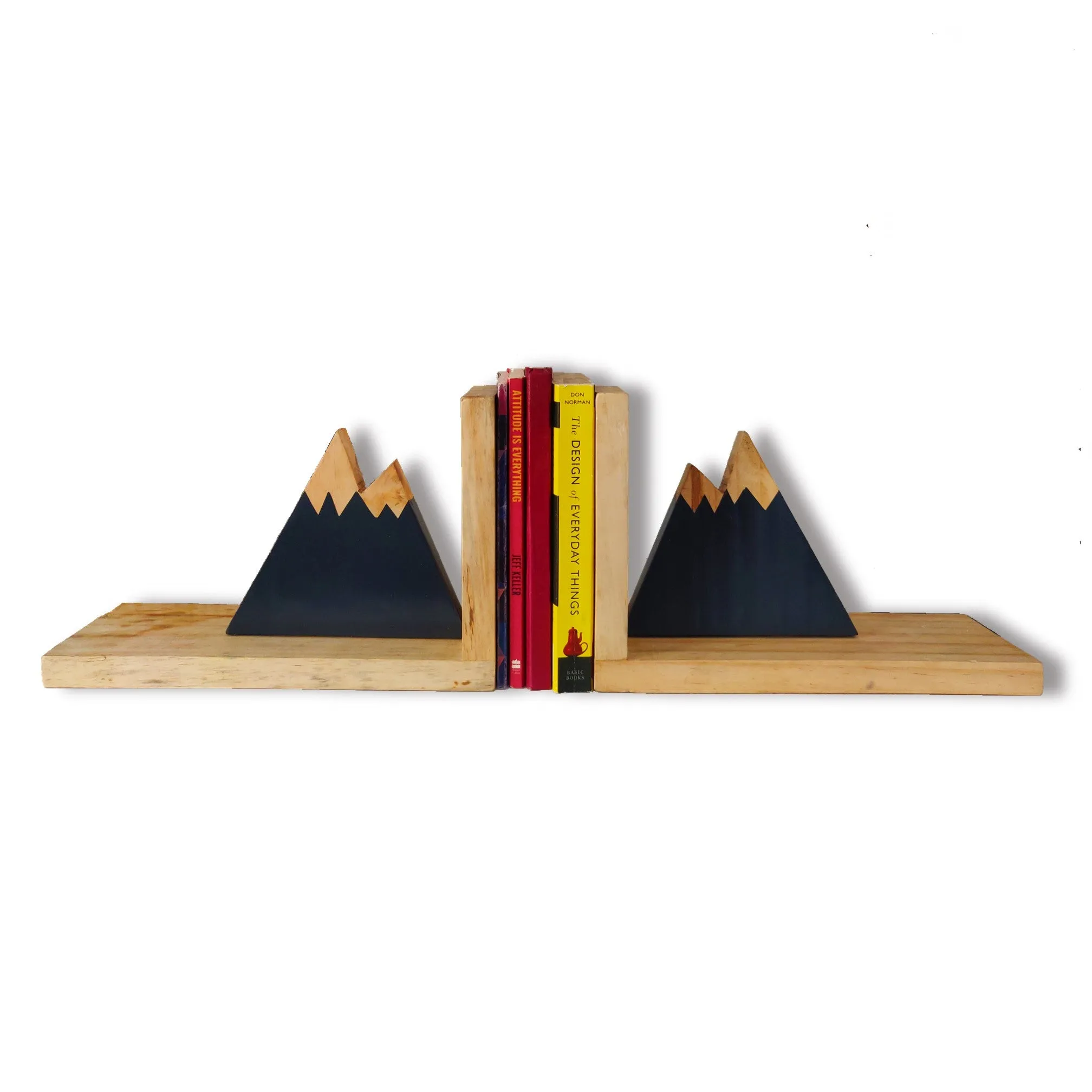 "Snowy Peaks" Wooden Bookends