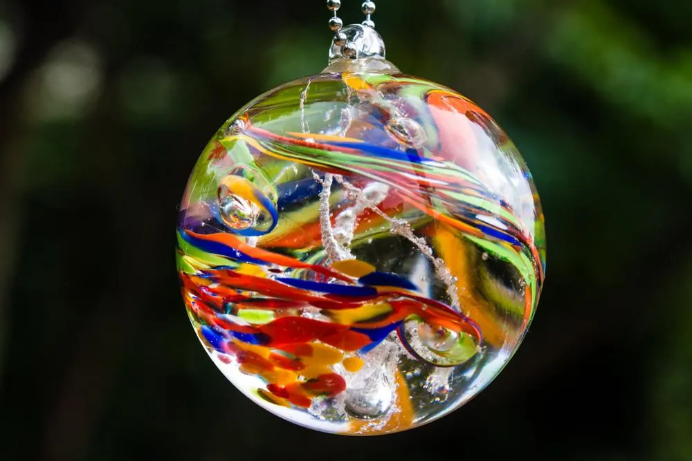 Rainbow Confetti Orb with Cremation Ashes