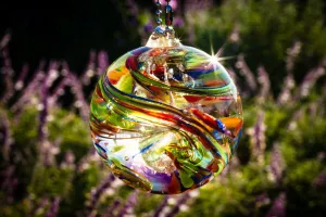 Rainbow Confetti Orb with Cremation Ashes