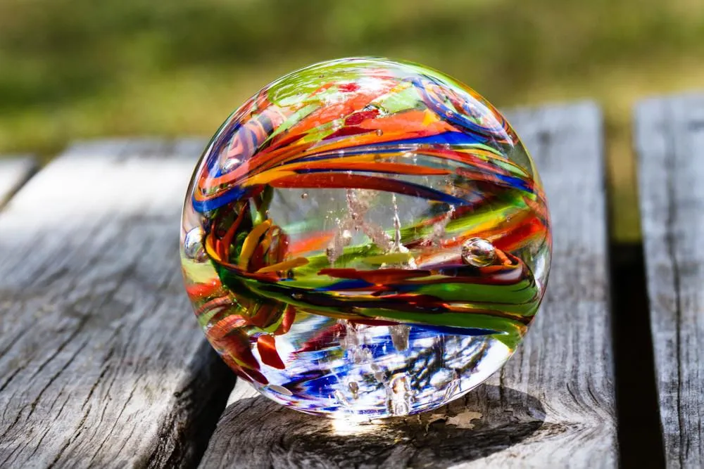 Rainbow Confetti Orb with Cremation Ashes