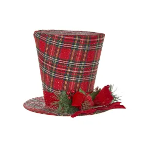 Raz Imports 2021 Best In Show Red Plaid Top Hat with Bow Figurine