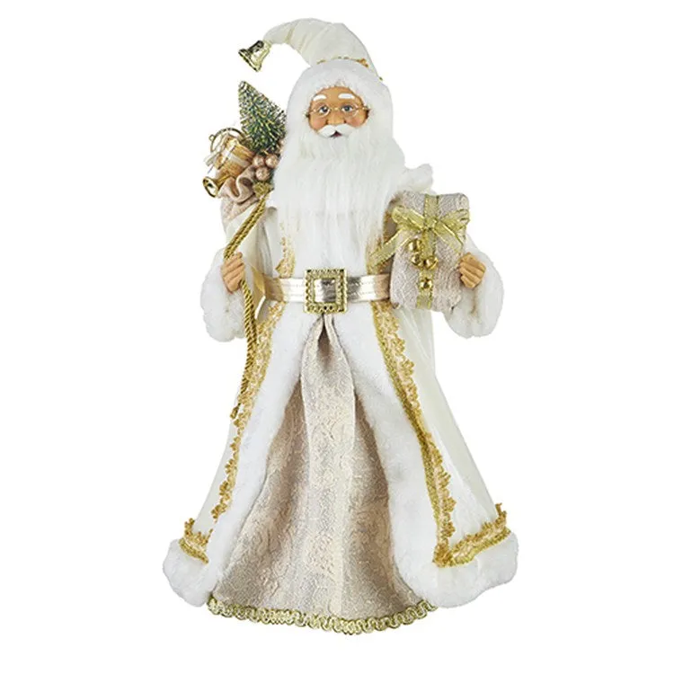 Raz Imports 2022 Holiday In Provence 18.75" Gold And White Santa