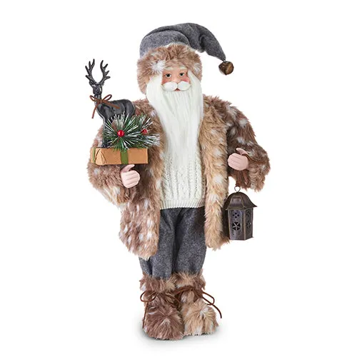 Raz Imports 2023 Natural Noel 18" Santa With Fawn Fur Jacket