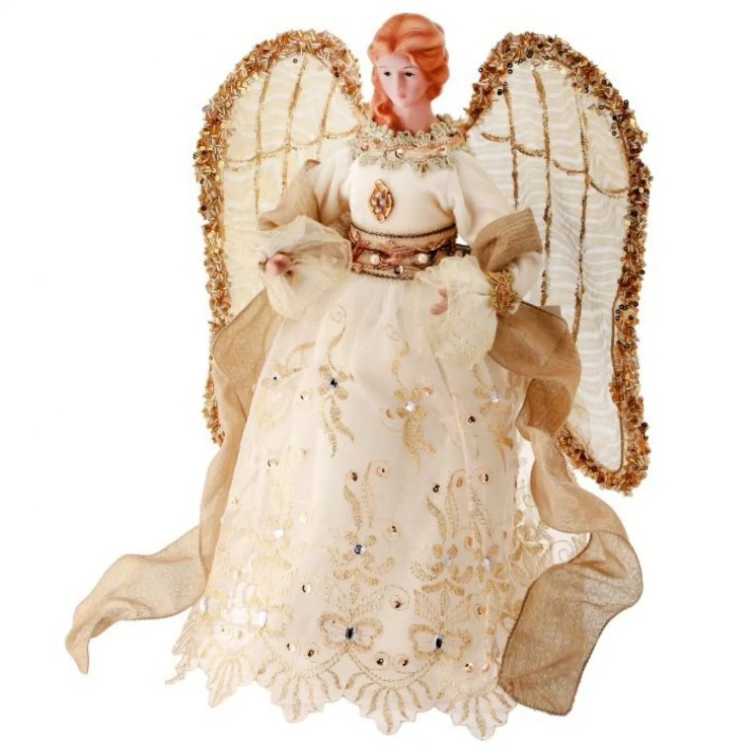 Regency International 16" Fabric Resin Embroidered Angel with Sheer Wings