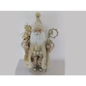 Regency International 18" Fabric Gilded Age Santa W/Staff