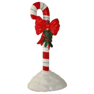 Regency International 36" Resin Outdoor Candy Cane with Bow & Holly