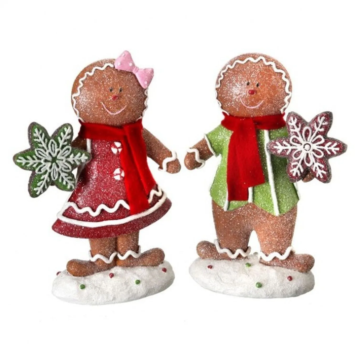 Regency International 8.5" Resin Gingerbread Couple with Cookies, S/2 Assortment