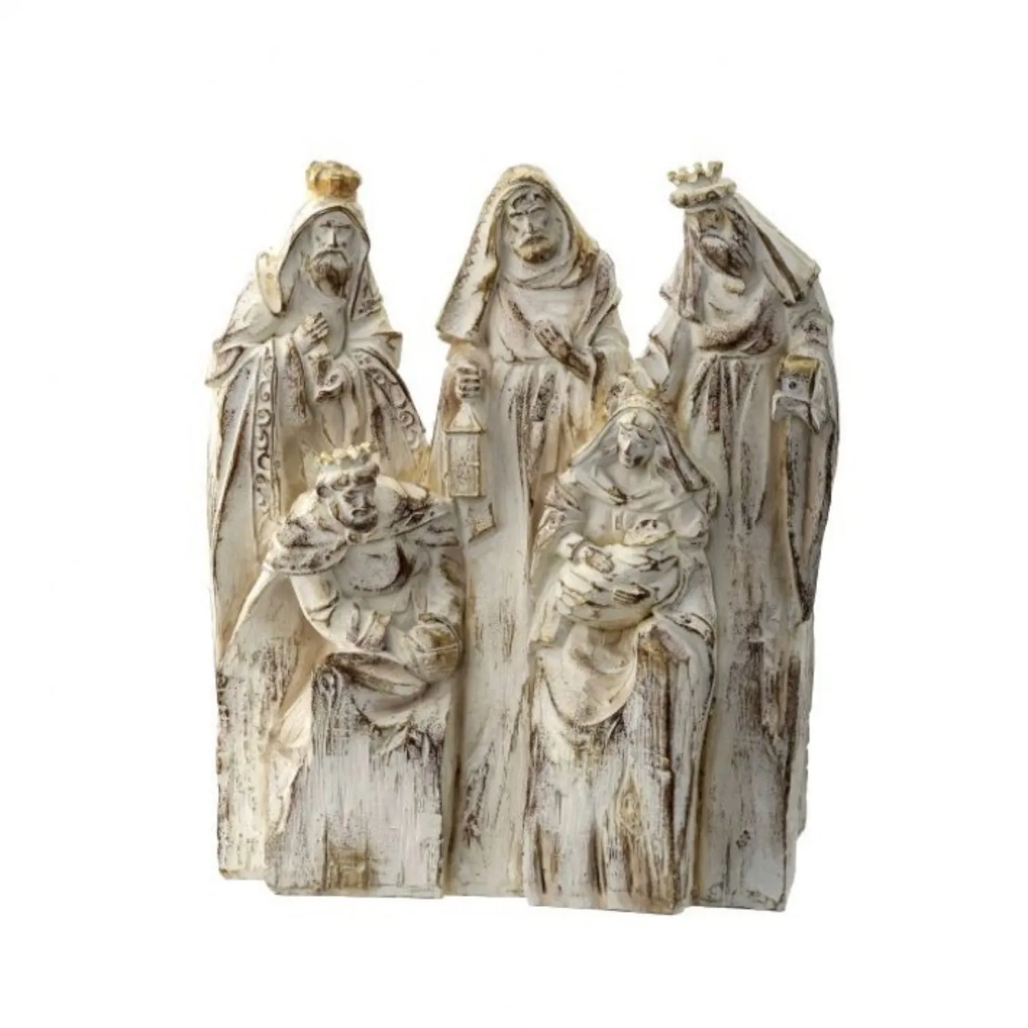 Regency International 9.5" Resin Carved Wood Block Nativity