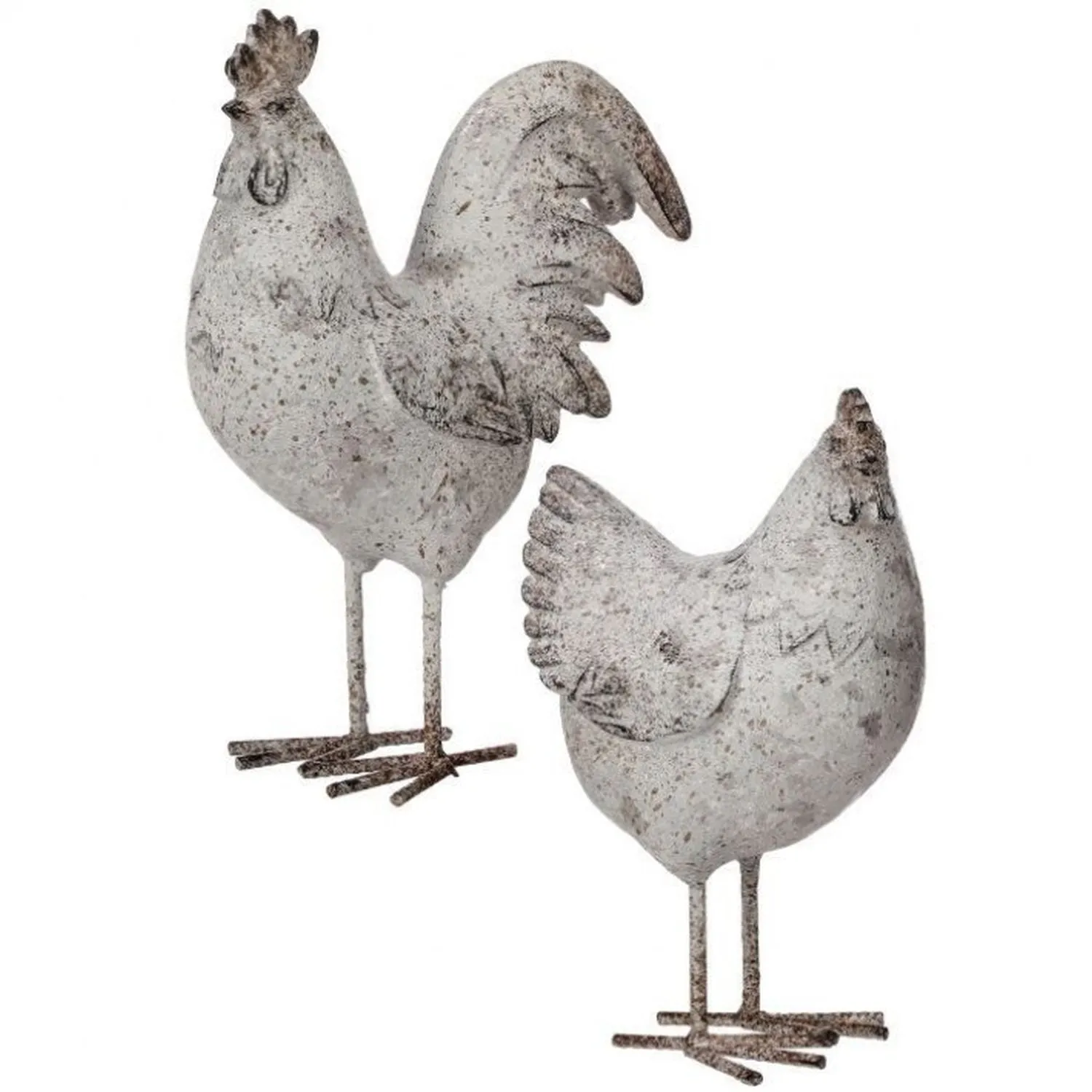 Regency International Resin & Metal Rooster & Hen 8.5-9.5", Set of 2, Assortment