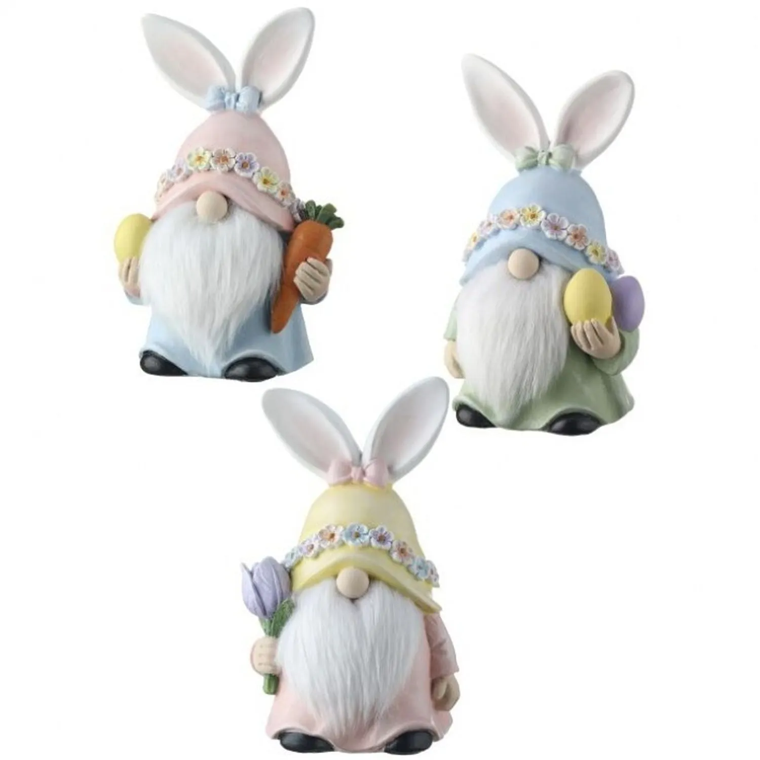 Regency International Resin Bunny Eared Gnome 6.5"T, Set of 3, Assortment