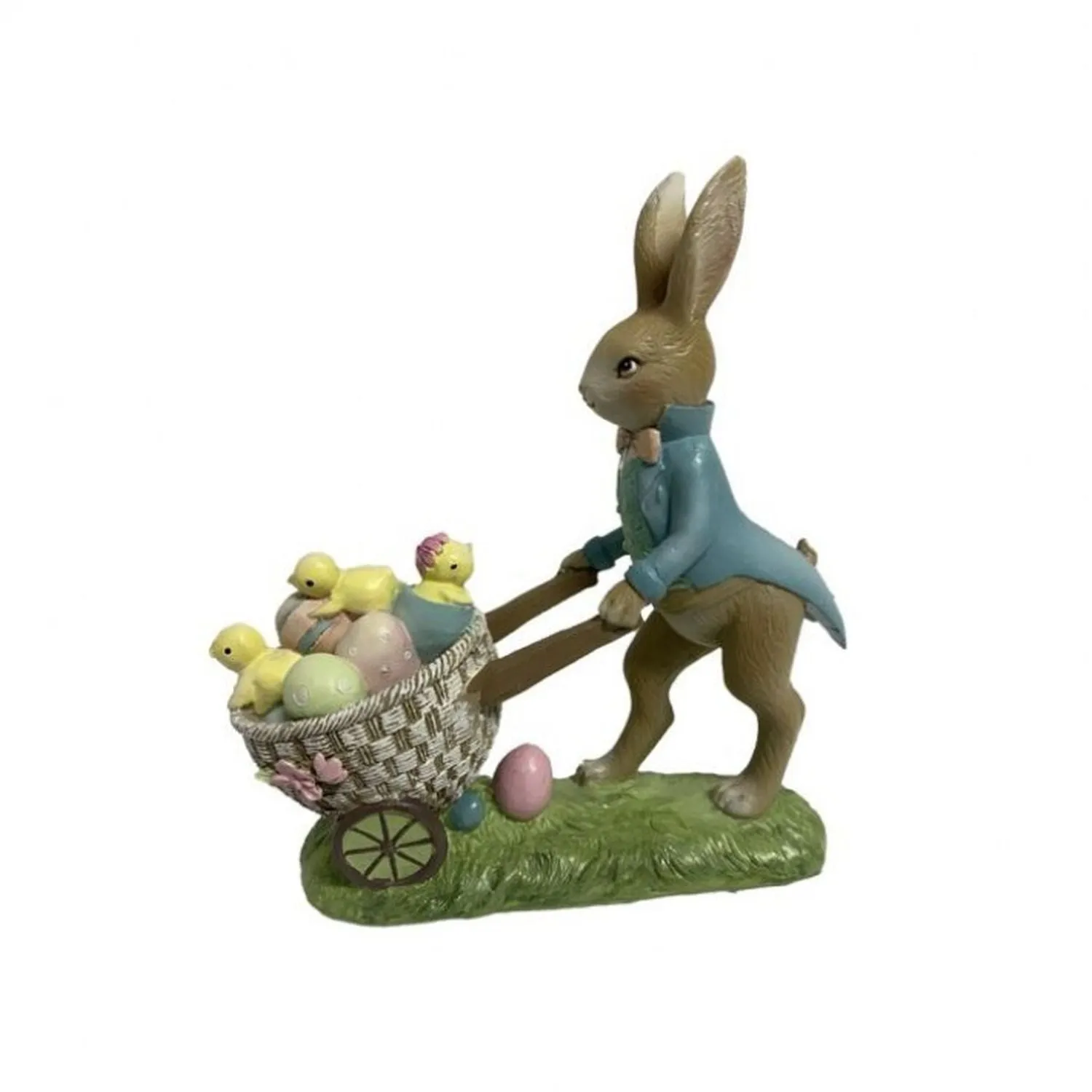 Regency International Resin Vintage Dress Bunny with Cart 5"