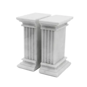 RenaissanceMarble Bookends, Pearl White