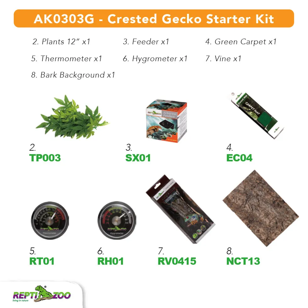 REPTIZOO Crested Gecko Starter Kit 8 x 8 x 12