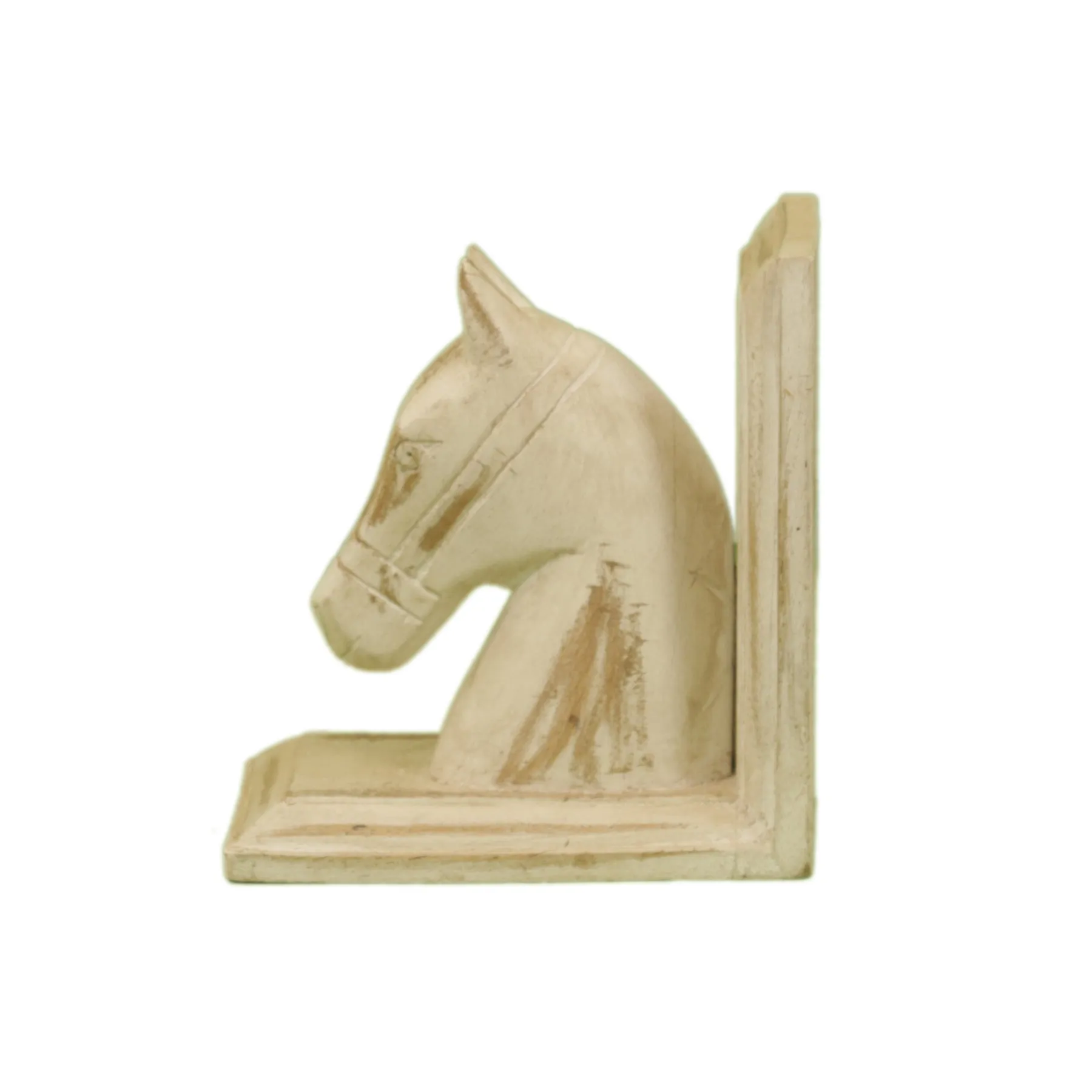 Rich Light Finished Handmade White Horse Head Bookends