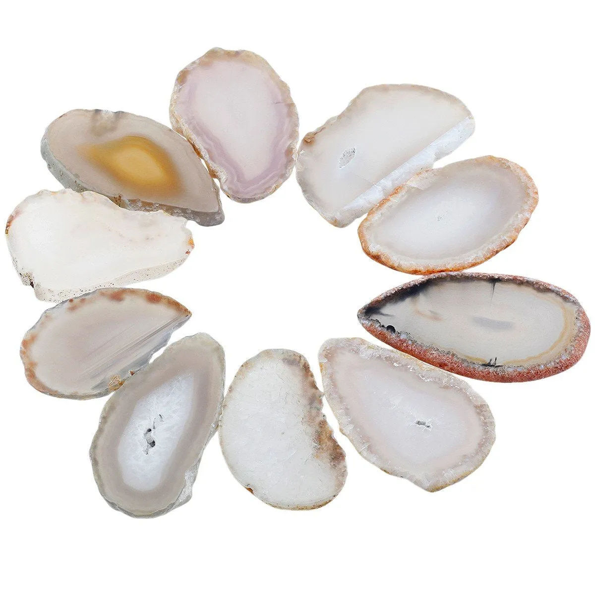 rockcloud 10 Pcs Agate Light Table Slices, Healing Crystals Geode Stones,Irregular Home Decoration Jewelry Making,Natural Color