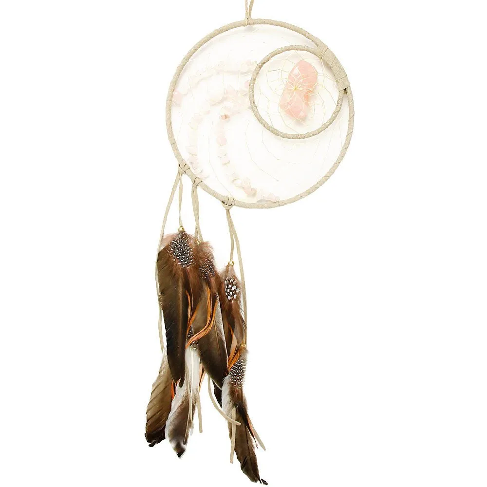 Rose Quartz Woodland Dream Catcher 6"