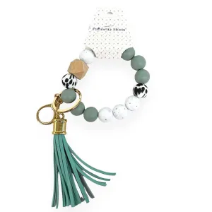 Round Beaded Keychain with Tassel