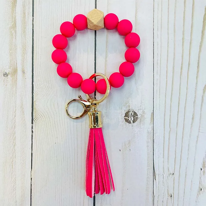 Round Beaded Keychain with Tassel