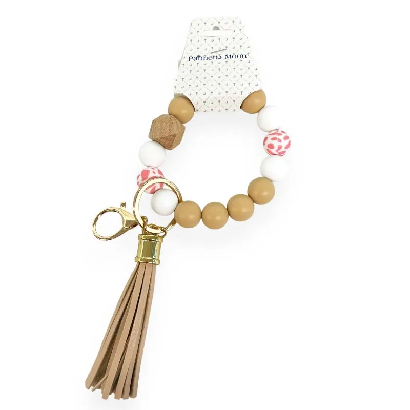 Round Beaded Keychain with Tassel