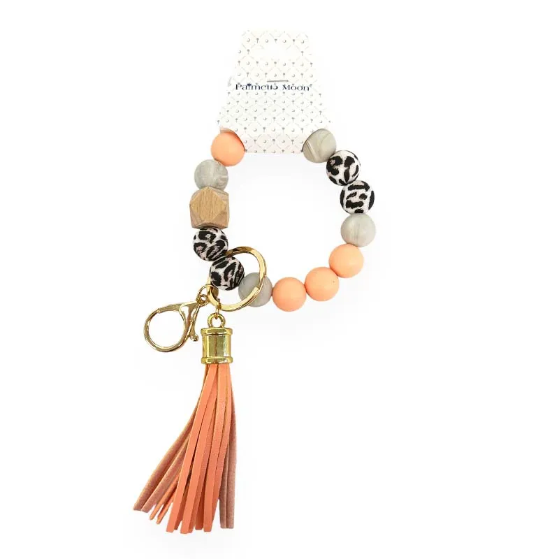 Round Beaded Keychain with Tassel